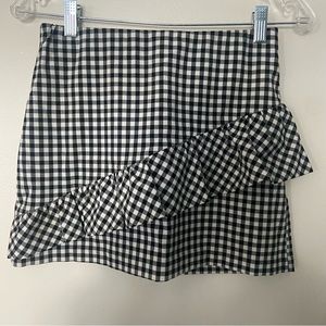 Pull & Bear Gingham Mini Skirt with Ruffle